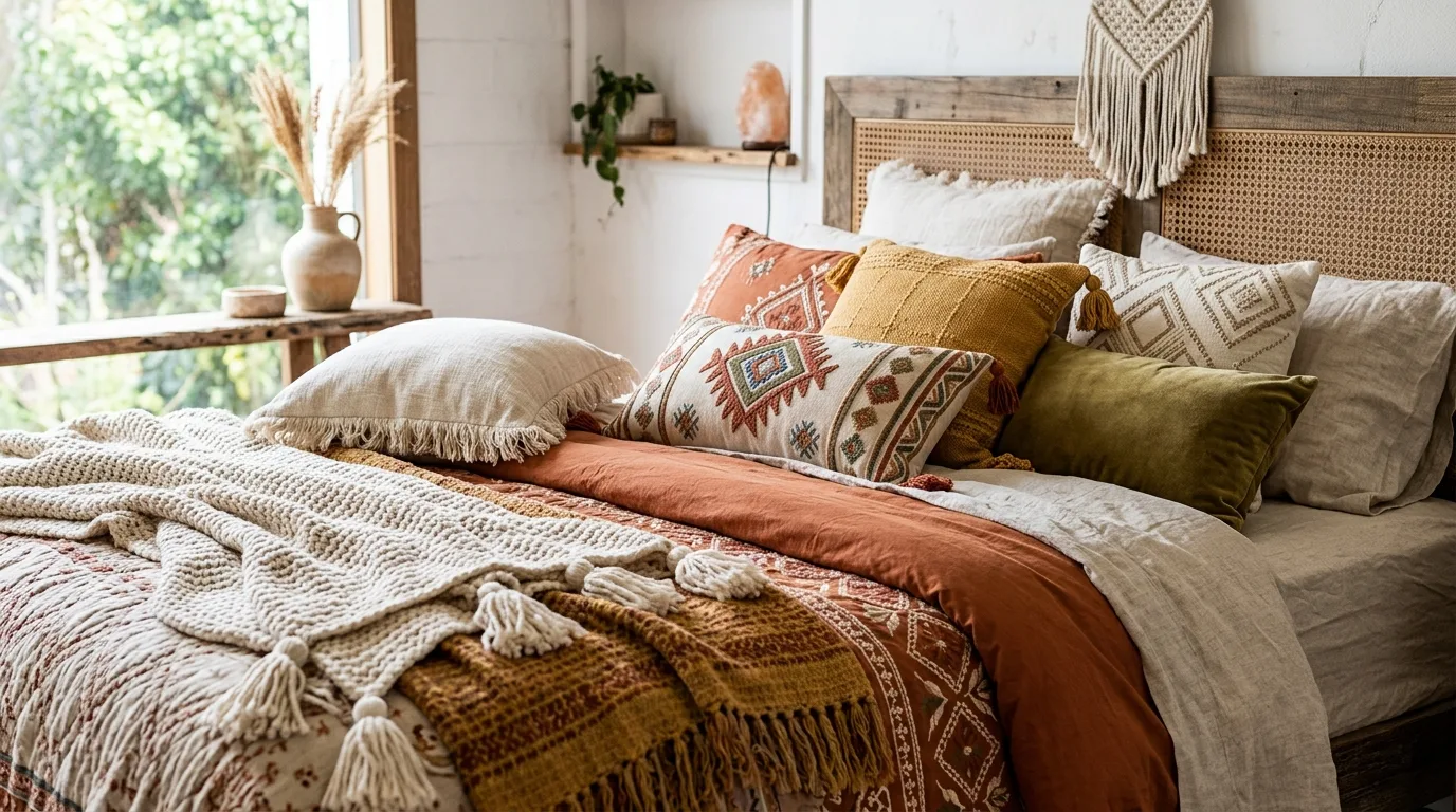 Bring in vintage accents for a more collected look inspiration for a boho bedroom.